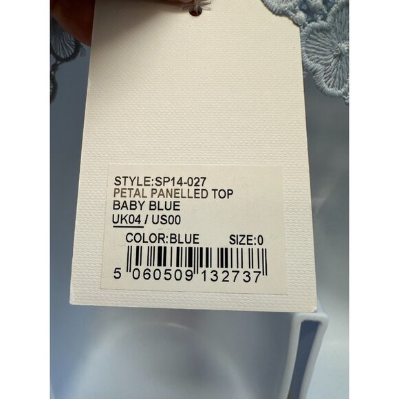 Self Portrait Blouse Top Petal Panelled Top Baby Blue Size 0 UK4 Orig Price $340 - Picture 12 of 16